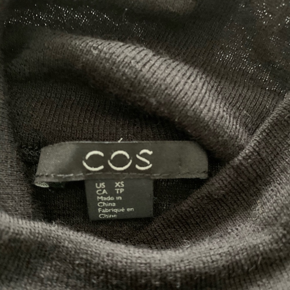 Black Cos mock/turtleneck high low dress